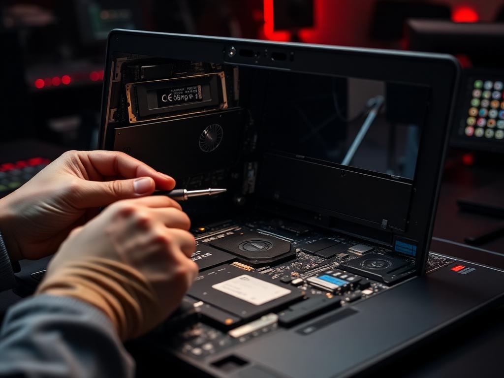 Laptop internals being serviced