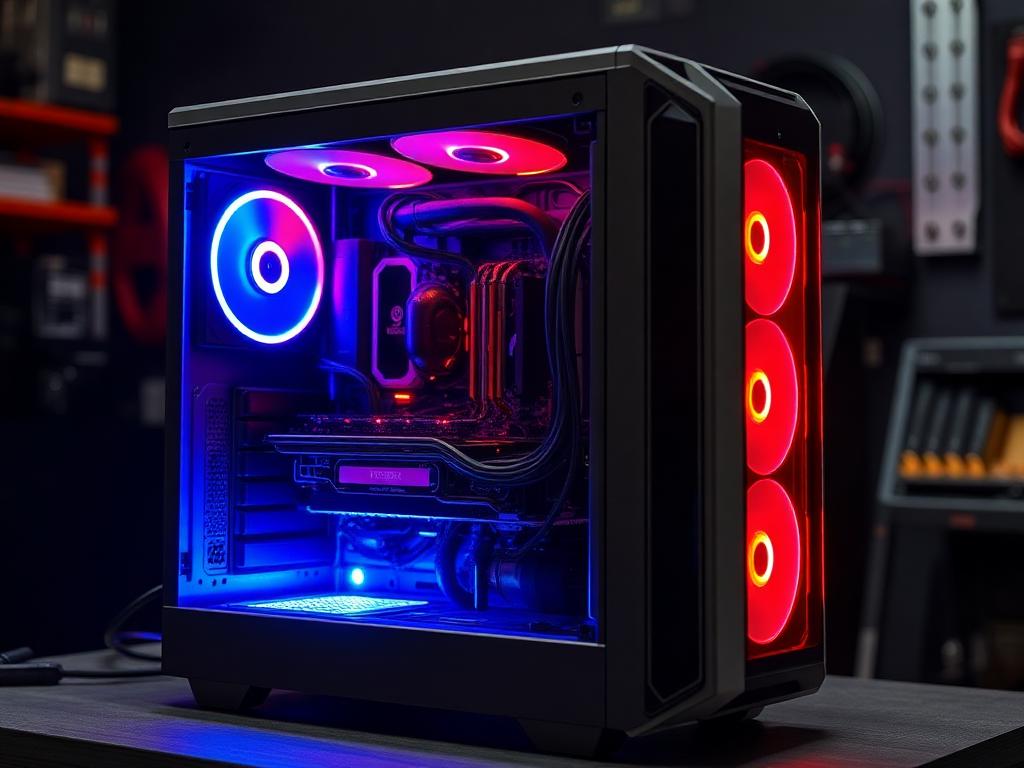 Custom gaming PC with RGB lighting
